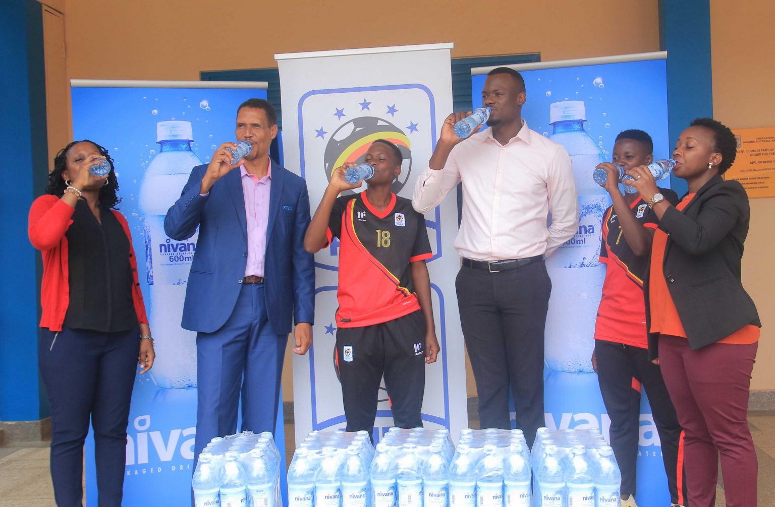 Crown Beverages Offers 400 Cartons of Nivana Water to Uganda U17 Women Camp