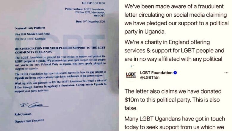 LGBT Foundation categorically denies donating $10 million to NUP