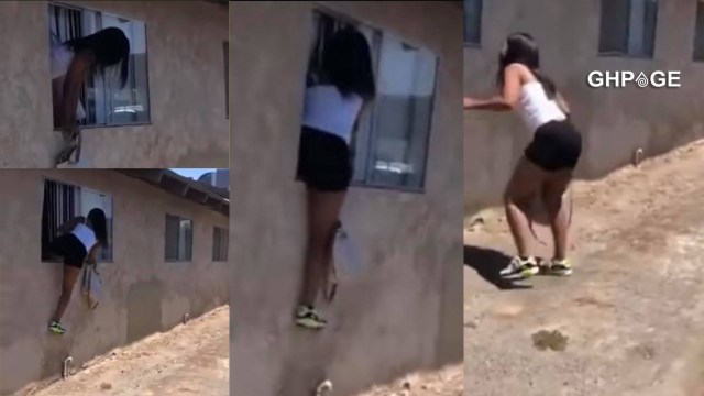 Valentine’s Day drama: Slay Queen escapes through a window after being busted with a married man –