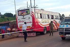 one confirmed dead, Several injured injured on a bus travelling to western Uganda.