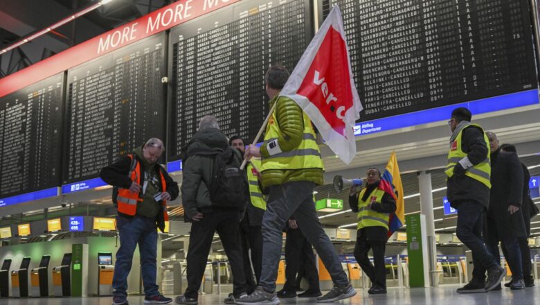 Many passengers affected during German airports workers strike over salary demands.
